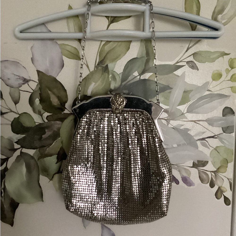 Vintage WHITING & DAVIS evening bag silver mesh 1950s 1960s